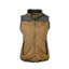 Front view of the Ladies South Creek Vest featuring quilted polyester body and corduroy trim in tobacco brown