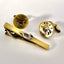 DECOY Shotgun Shell Cufflink and Tie Clasp Set featuring antique brass and silver-tone duck detail on a clean white background.