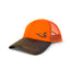 Blaze orange upland bird hunting hat with waxed cotton bill and mesh back, designed by DECOY for quail and pheasant hunters.