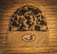 FrogSkin Camo toboggan beanie in classic duck hunting camo, front view showing stretch knit design and Canvasback logo patch.