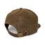 Rear view of Waxed Canvas 7-Panel Hunting Hat with leather strap and brass clasp, heavyweight waxed cotton construction